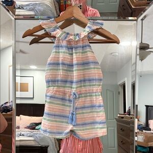 Mud Pie - Stripped Ruffle Halter Romper